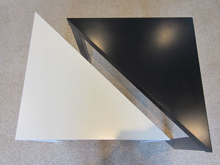 Ikea LACK 2 small Black and white triangle coffee side table/ corner